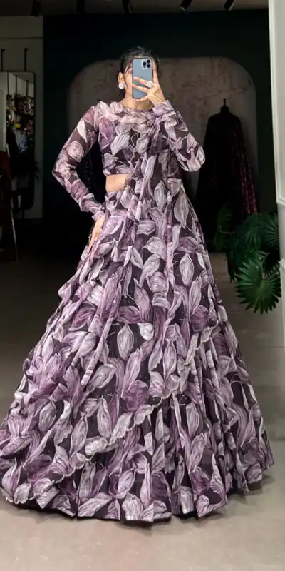 Coffee Tabby Silk Lehenga Choli | Lehenga, Bollywood Lehenga, Creative Lehenga, Designer Lehenga, Embroidered Lehenga, Party Wear Lehenga