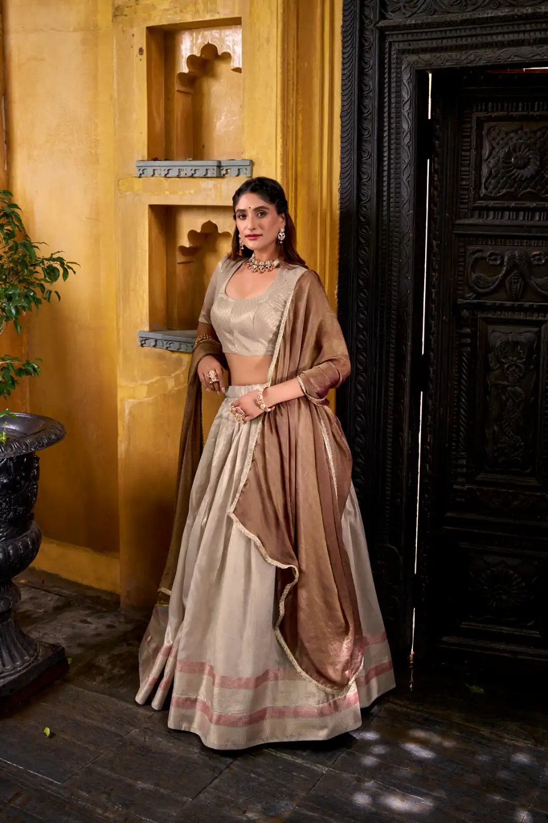 Cream Dupion Silk Lace Zari Work Lehenga Choli | Lehenga, Bollywood Lehenga, Creative Lehenga, Designer Lehenga, Embroidered Lehenga, Party Wear Lehenga