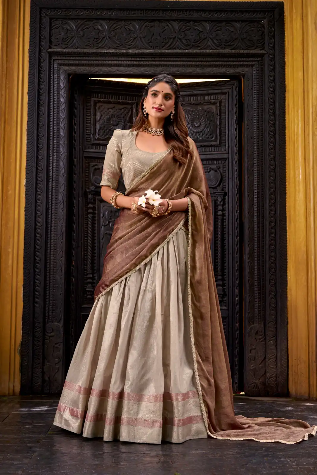 Cream Dupion Silk Lace Zari Work Lehenga Choli | Lehenga, Bollywood Lehenga, Creative Lehenga, Designer Lehenga, Embroidered Lehenga, Party Wear Lehenga