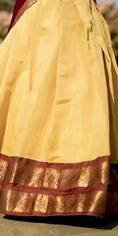 Cream Kanchipuram Zari Weaving Lehenga Choli | Lehenga, Bollywood Lehenga, Creative Lehenga, Designer Lehenga, Embroidered Lehenga, Party Wear Lehenga