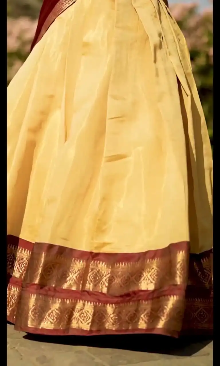 Cream Kanchipuram Zari Weaving Lehenga Choli | Lehenga, Bollywood Lehenga, Creative Lehenga, Designer Lehenga, Embroidered Lehenga, Party Wear Lehenga