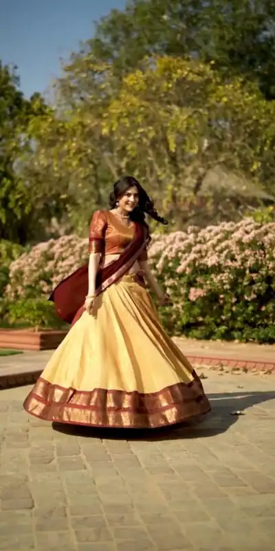 Cream Kanchipuram Zari Weaving Lehenga Choli | Lehenga, Bollywood Lehenga, Creative Lehenga, Designer Lehenga, Embroidered Lehenga, Party Wear Lehenga
