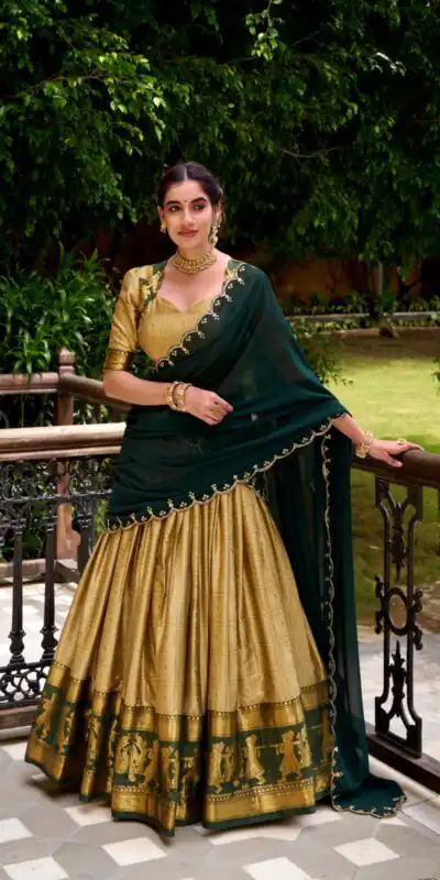 Cream Poly Cotton Embroidery Zari Work Lehenga Choli | Lehenga, Bollywood Lehenga, Creative Lehenga, Designer Lehenga, Embroidered Lehenga, Party Wear Lehenga