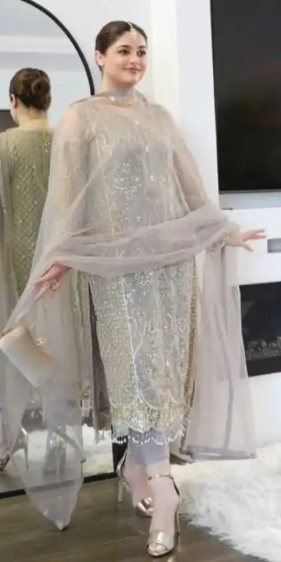 Cream Soft Net Embroidery Sequences Dimond Work Fancy Lass Salwar Suit | Jump Suits, Salwar suit, Casual Suits, Creative suits, Designer Suits, Palazzo Suits, Party Wear Suits, Patiala Suits, Straight Suits