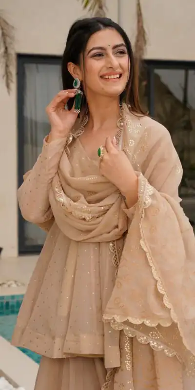 Cream Tabby Organza Lace Work Salwar Suit | Jump Suits, Salwar suit, Casual Suits, Creative suits, Designer Suits, Palazzo Suits, Party Wear Suits, Patiala Suits, Straight Suits