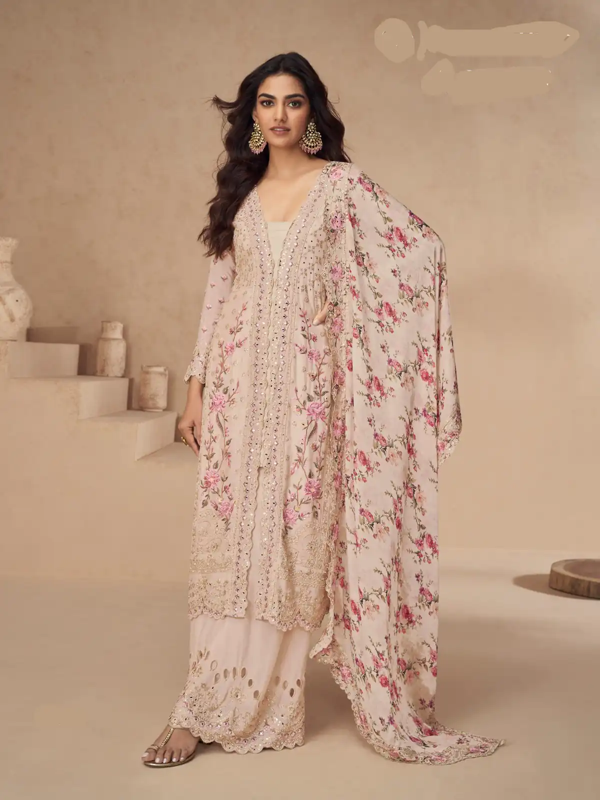 Cream Vichitra Sequence Work Salwar Suit | Jump Suits, Salwar suit, Casual Suits, Creative suits, Designer Suits, Palazzo Suits, Party Wear Suits, Patiala Suits, Straight Suits