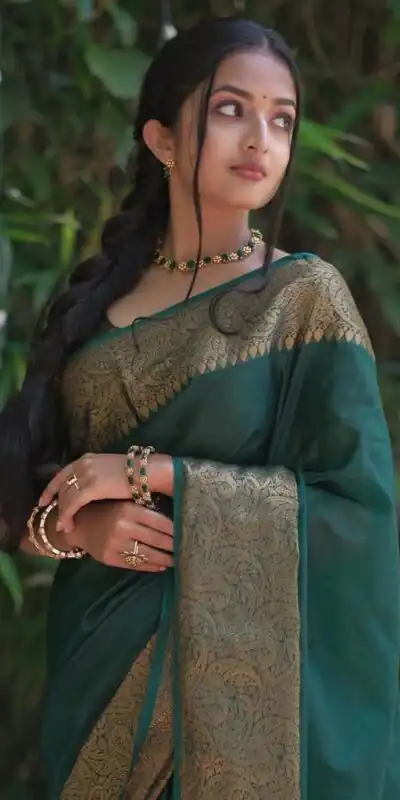 Dark Green Soft Silk Jacquard All Over Saree | Sarees, Bollywood Sarees, Creative Sarees, Designer Sarees, Embroidered Sarees, Ethnic Saree, Modern Digital sarees, Party Wear Sarees