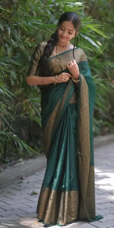 Dark Green Soft Silk Jacquard All Over Saree | Sarees, Bollywood Sarees, Creative Sarees, Designer Sarees, Embroidered Sarees, Ethnic Saree, Modern Digital sarees, Party Wear Sarees