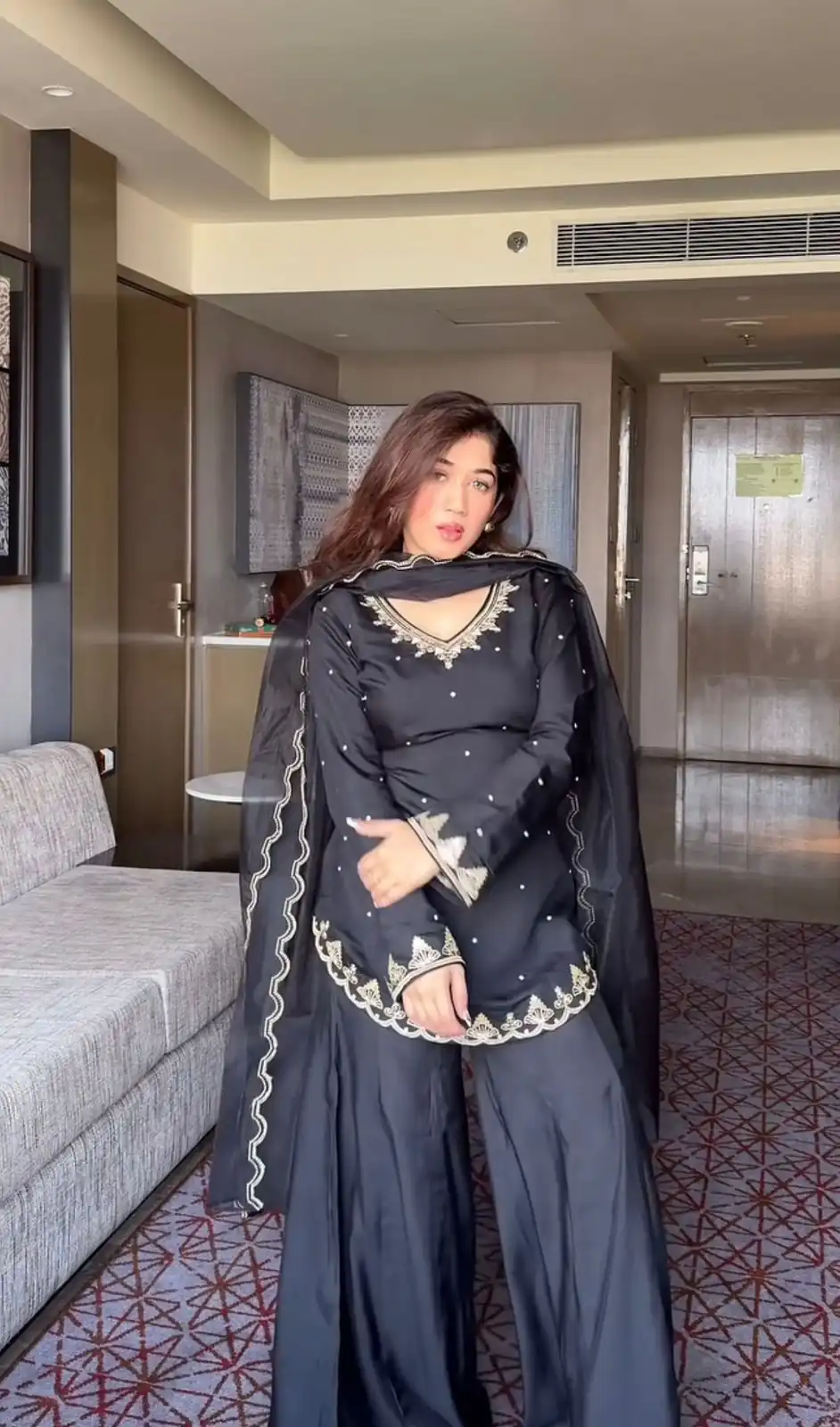 Dark Grey Natural Crap Silk With Embroider Salwar Suit | Jump Suits, Tops & Bottoms, Track Suits, Salwar suit, Casual Suits, Creative suits, Designer Suits, Palazzo Suits, Party Wear Suits, Patiala Suits, Straight Suits, Trendy Wear