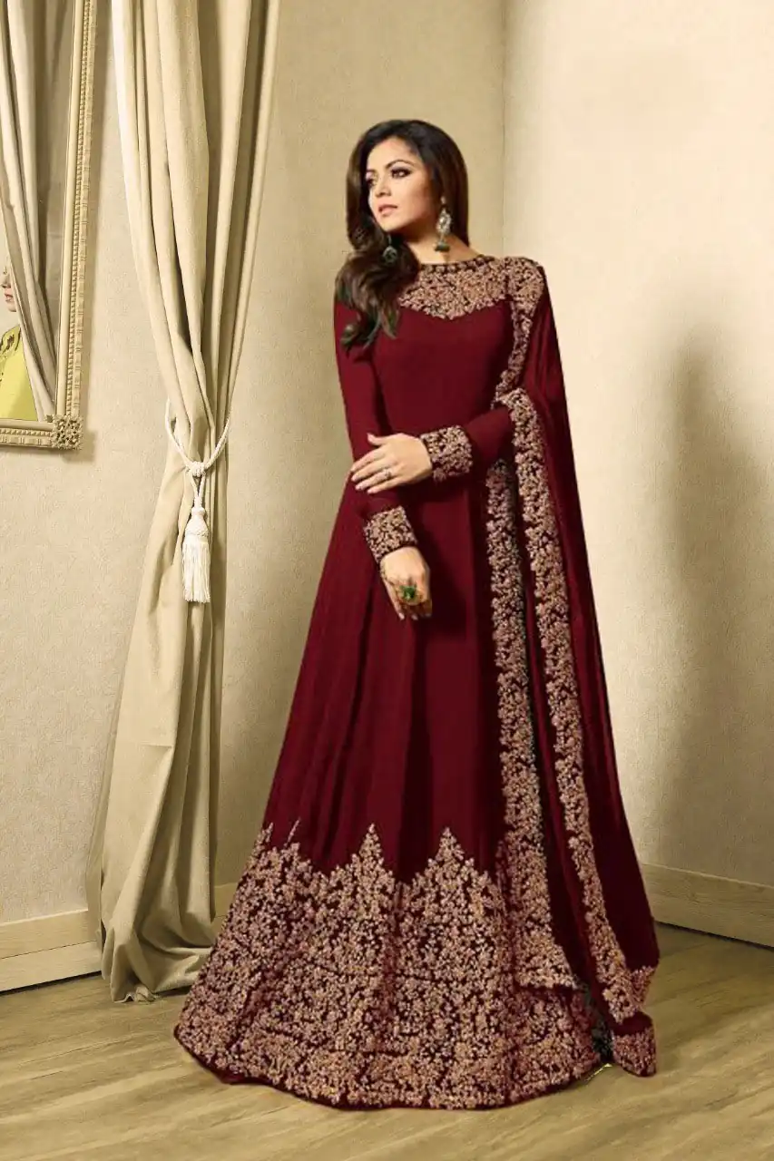 Dark Maroon Georgette Cording Sharara Suit | Jump Suits, Salwar suit, Casual Suits, Creative suits, Designer Suits, Palazzo Suits, Party Wear Suits, Patiala Suits, Straight Suits