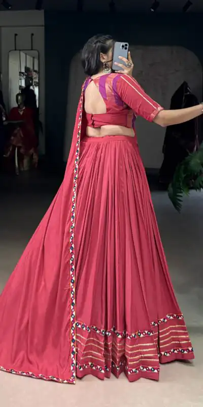 Dark Pink Rayon Mirror Gamthi Work Lehenga Choli | Lehenga, Bollywood Lehenga, Creative Lehenga, Designer Lehenga, Embroidered Lehenga, Party Wear Lehenga