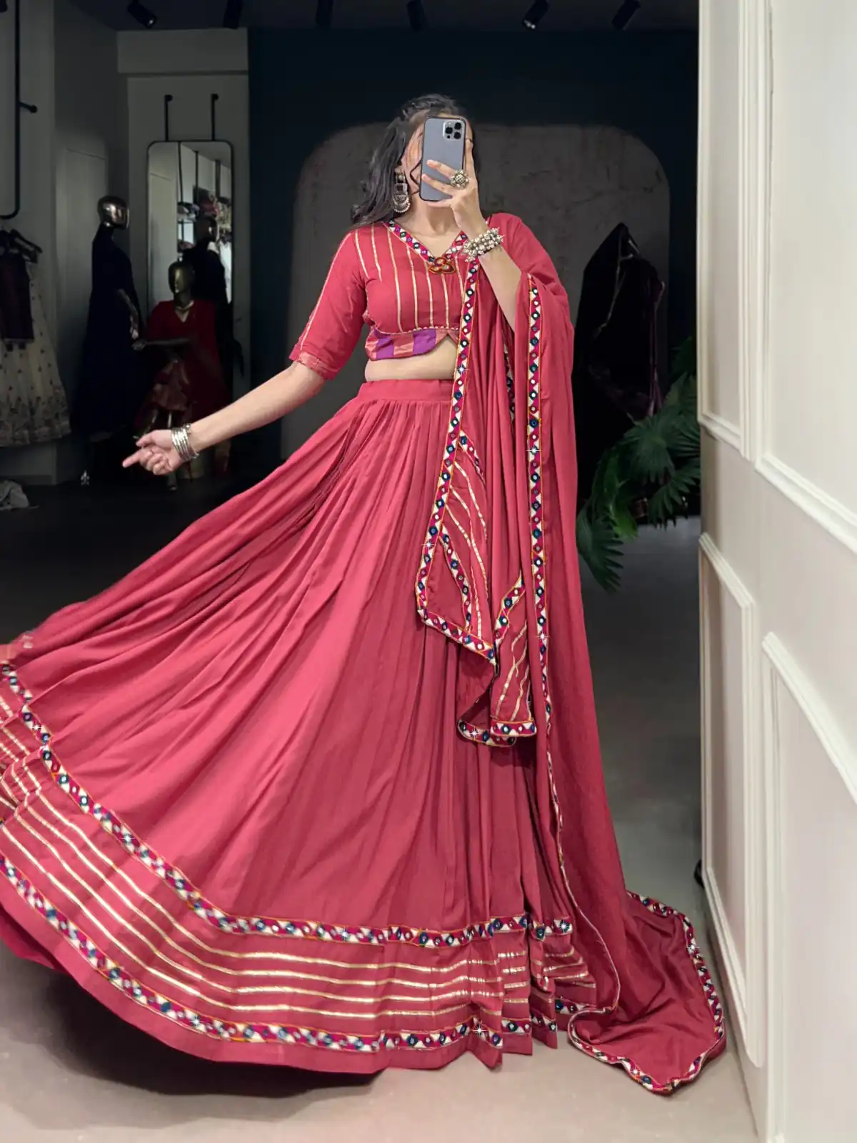 Dark Pink Rayon Mirror Gamthi Work Lehenga Choli | Lehenga, Bollywood Lehenga, Creative Lehenga, Designer Lehenga, Embroidered Lehenga, Party Wear Lehenga