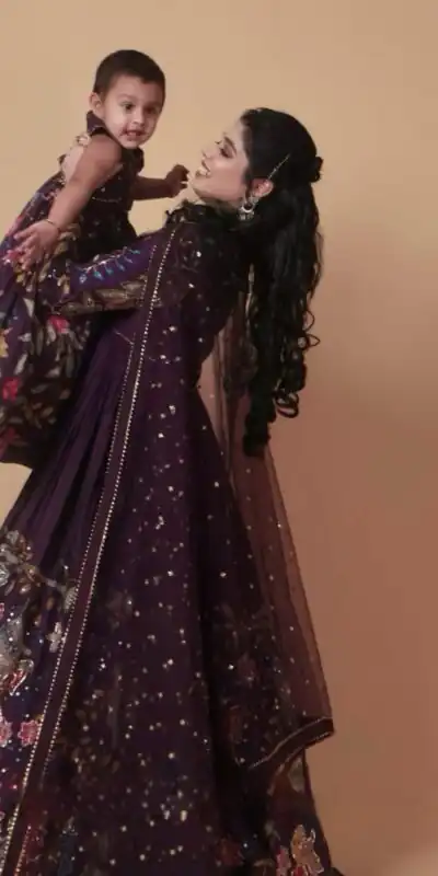 Dark Purple Chant Crepe Print Gown | Gowns, Bollywood Gowns, Creative Gowns, Designer Gowns, Embroidered Gowns, Party Wear Gowns