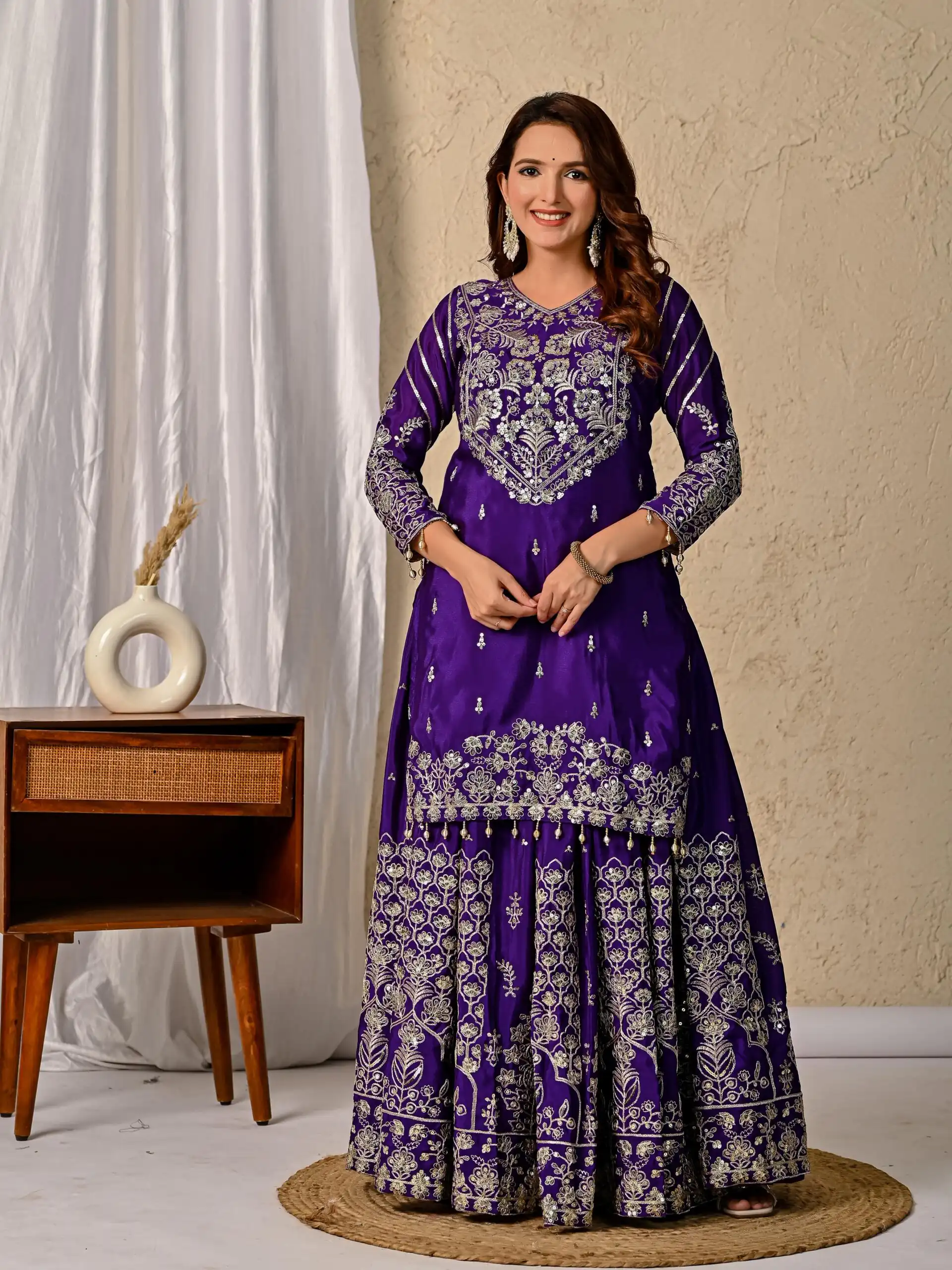 Dark Purple Chinon Silk Embroidery Zari Work Lehenga Choli | Lehenga, Bollywood Lehenga, Creative Lehenga, Designer Lehenga, Embroidered Lehenga, Party Wear Lehenga