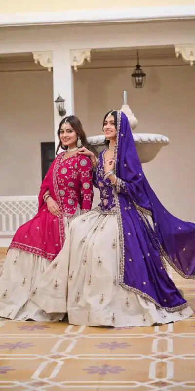 Dark Purple Pure Chinon Embroidery Work Lehenga Choli | Lehenga, Bollywood Lehenga, Creative Lehenga, Designer Lehenga, Embroidered Lehenga, Party Wear Lehenga