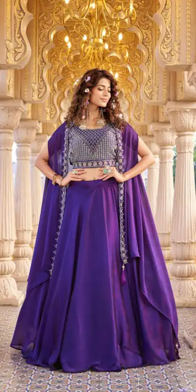 Dark Purple Rangoli Silk Embroidery Work Lehenga Choli | Lehenga, Bollywood Lehenga, Creative Lehenga, Designer Lehenga, Embroidered Lehenga, Party Wear Lehenga