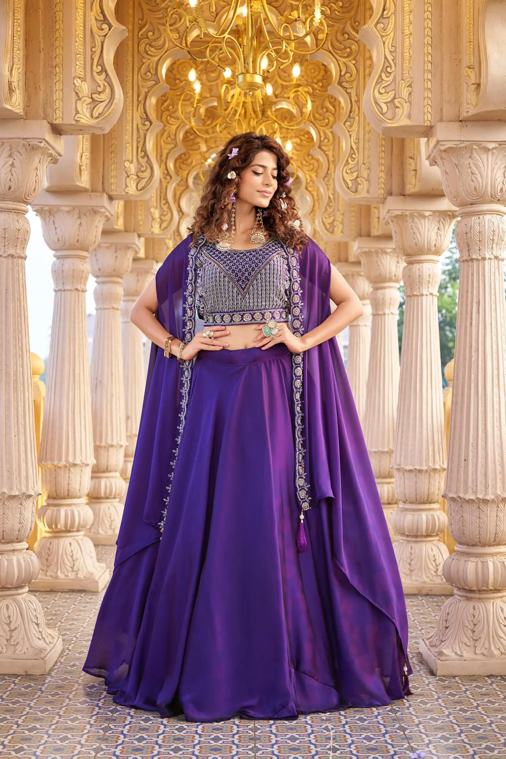 Dark Purple Rangoli Silk Embroidery Work Lehenga Choli | Lehenga, Bollywood Lehenga, Creative Lehenga, Designer Lehenga, Embroidered Lehenga, Party Wear Lehenga