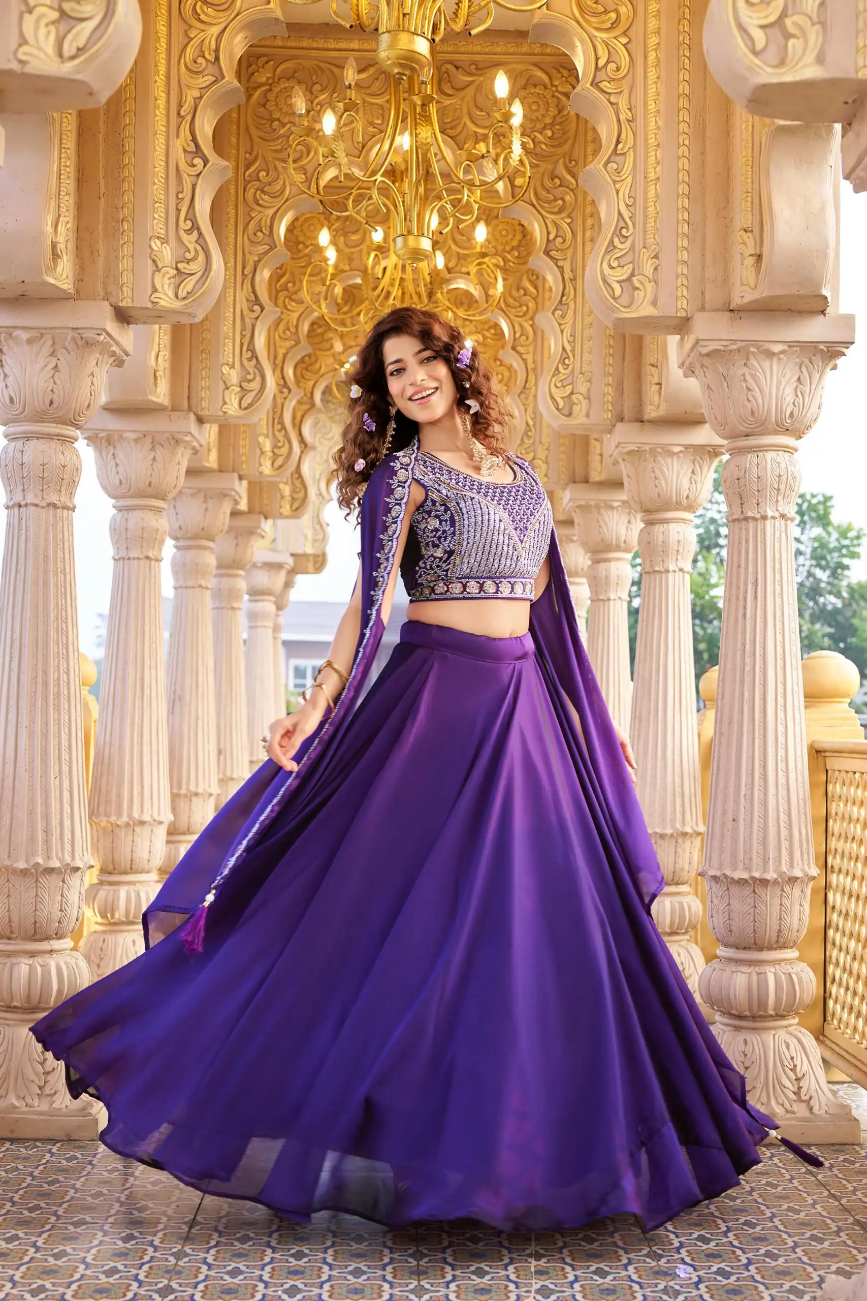 Dark Purple Rangoli Silk Embroidery Work Lehenga Choli | Lehenga, Bollywood Lehenga, Creative Lehenga, Designer Lehenga, Embroidered Lehenga, Party Wear Lehenga