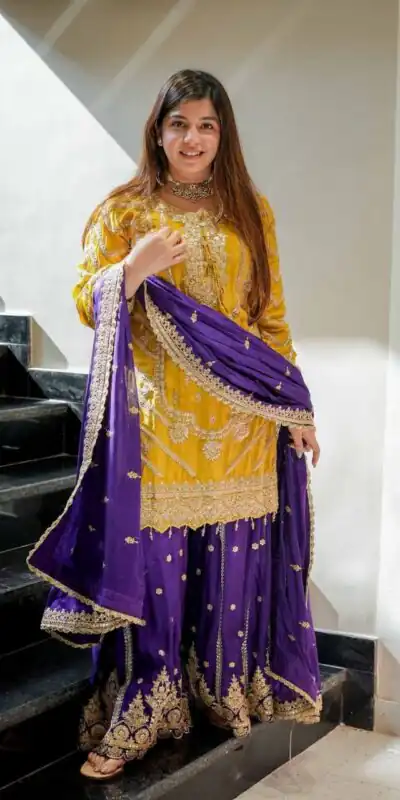 Darling Yellow Chinon Silk Embroider Work Salwar Suit | Jump Suits, Salwar suit, Casual Suits, Creative suits, Designer Suits, Palazzo Suits, Party Wear Suits, Patiala Suits, Straight Suits