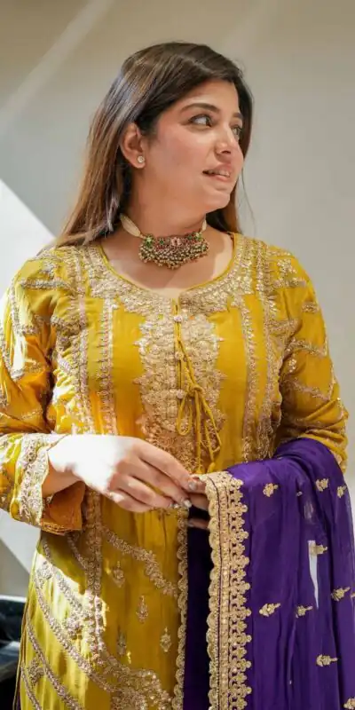 Darling Yellow Chinon Silk Embroider Work Salwar Suit | Jump Suits, Salwar suit, Casual Suits, Creative suits, Designer Suits, Palazzo Suits, Party Wear Suits, Patiala Suits, Straight Suits