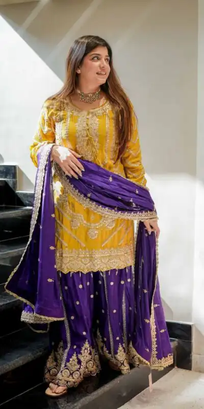 Darling Yellow Chinon Silk Embroider Work Salwar Suit | Jump Suits, Salwar suit, Casual Suits, Creative suits, Designer Suits, Palazzo Suits, Party Wear Suits, Patiala Suits, Straight Suits