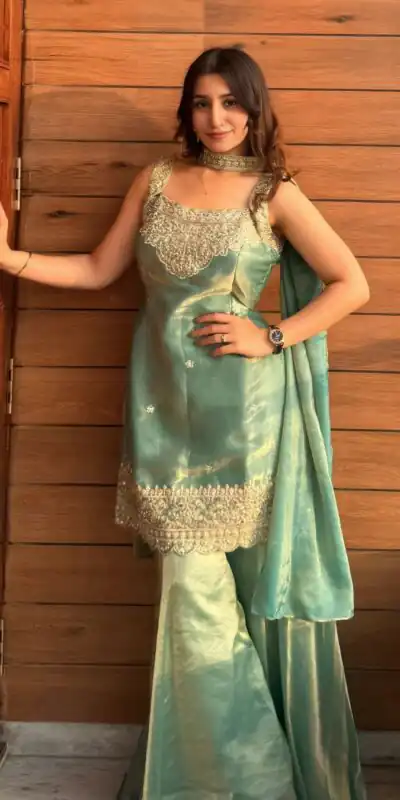 NF 1284 Green Fandy Silk Salwar Suit with Embroidery Work. Wedding, Party, Festive, Events Now at just ₹1999. Delivery 4-6 Working Days. Shop now. | Jump Suits, Salwar suit, Casual Suits, Creative suits, Designer Suits, Palazzo Suits, Party Wear Suits, Patiala Suits, Straight Suits