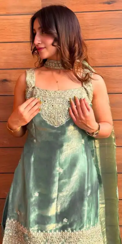 NF 1284 Green Fandy Silk Salwar Suit with Embroidery Work. Wedding, Party, Festive, Events Now at just ₹1999. Delivery 4-6 Working Days. Shop now. | Jump Suits, Salwar suit, Casual Suits, Creative suits, Designer Suits, Palazzo Suits, Party Wear Suits, Patiala Suits, Straight Suits
