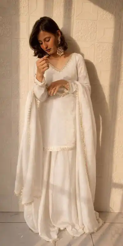 ZB 5063 White Fandy Silk Salwar Suit with Embroidery Work. Wedding, Party, Festive, Events Now at just ₹1949. Delivery 4-6 Working Days. Shop now. | Jump Suits, Salwar suit, Casual Suits, Creative suits, Designer Suits, Palazzo Suits, Party Wear Suits, Patiala Suits, Straight Suits