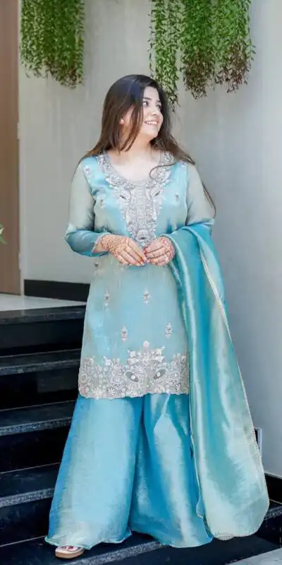 DC 114 Blue Fandy Satin Salwar Suit with Embroidery Work & Lace Work. Exclusive Offer ₹1899. Delivery 4-6 Working Days. Shop now. | Jump Suits, Salwar suit, Casual Suits, Creative suits, Designer Suits, Palazzo Suits, Party Wear Suits, Patiala Suits, Straight Suits