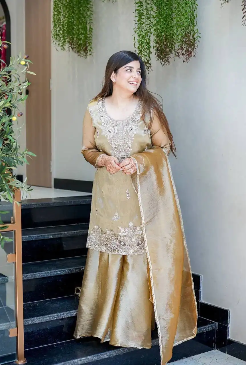 DC 114 Chiku Fandy Satin Salwar Suit with Embroidery Work & Lace Work. Exclusive Offer ₹1899. Delivery 4-6 Working Days. Shop now. | Jump Suits, Salwar suit, Casual Suits, Creative suits, Designer Suits, Palazzo Suits, Party Wear Suits, Patiala Suits, Straight Suits