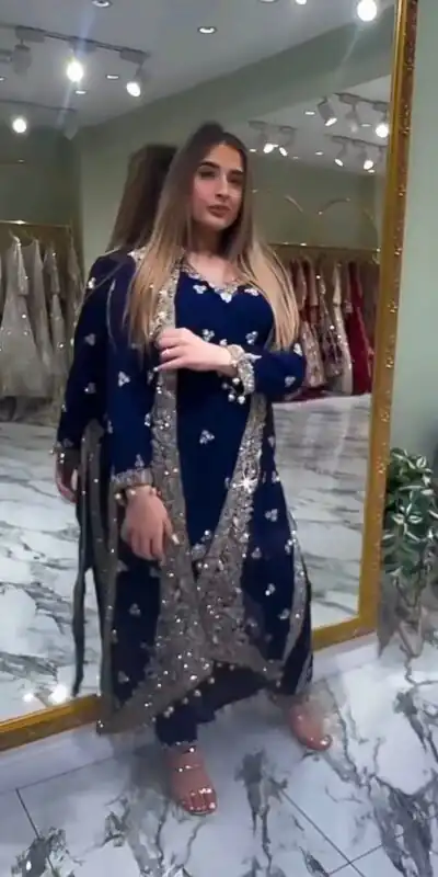 Fancy Navy Blue Georgette Embroider Work Salwar Suit | Jump Suits, Salwar suit, Casual Suits, Creative suits, Designer Suits, Palazzo Suits, Party Wear Suits, Patiala Suits, Straight Suits