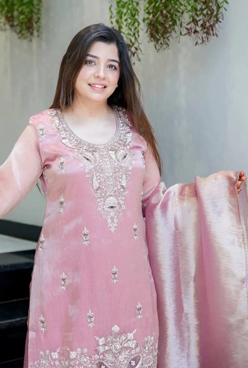 DC 114 Pink Fandy Satin Salwar Suit with Embroidery Work & Lace Work. Exclusive Offer ₹1899. Delivery 4-6 Working Days. Shop now. | Jump Suits, Salwar suit, Casual Suits, Creative suits, Designer Suits, Palazzo Suits, Party Wear Suits, Patiala Suits, Straight Suits