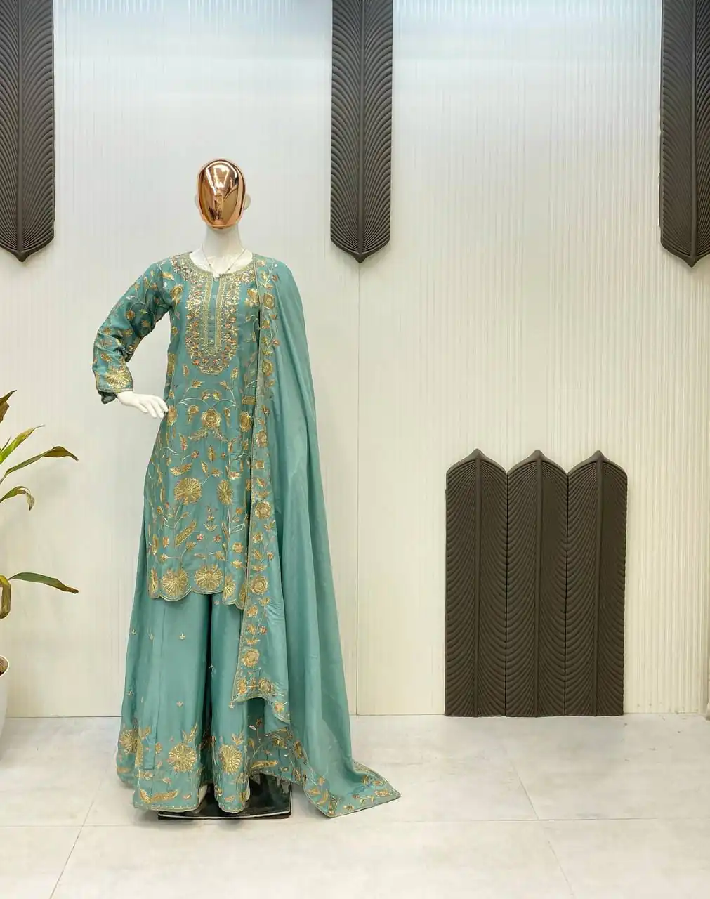 Firozi Chinon With Lace Embroidery Work Salwar Suit | Jump Suits, Salwar suit, Casual Suits, Creative suits, Designer Suits, Palazzo Suits, Party Wear Suits, Patiala Suits, Straight Suits
