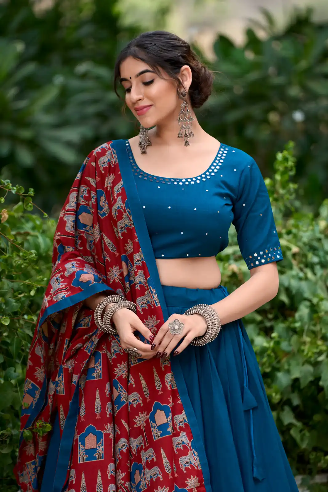 Firozi Cotton Plain Lehenga Choli | Lehenga, Bollywood Lehenga, Creative Lehenga, Designer Lehenga, Embroidered Lehenga, Party Wear Lehenga