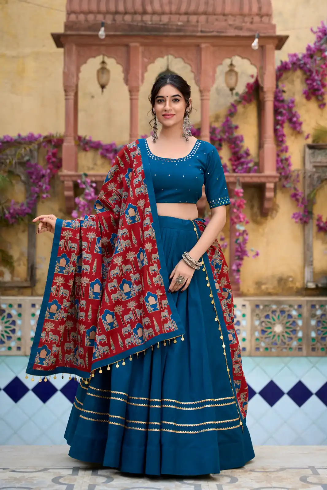 Firozi Cotton Plain Lehenga Choli | Lehenga, Bollywood Lehenga, Creative Lehenga, Designer Lehenga, Embroidered Lehenga, Party Wear Lehenga