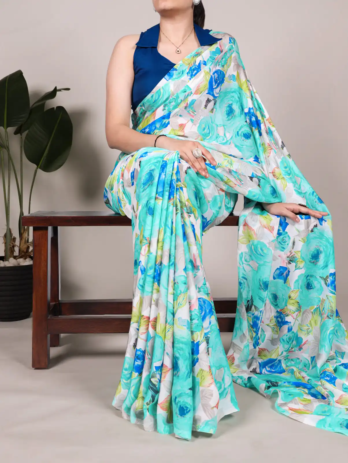 Firozi Dull Satin Printed Saree | Sarees, Bollywood Sarees, Creative Sarees, Designer Sarees, Embroidered Sarees, Ethnic Saree, Modern Digital sarees, Party Wear Sarees