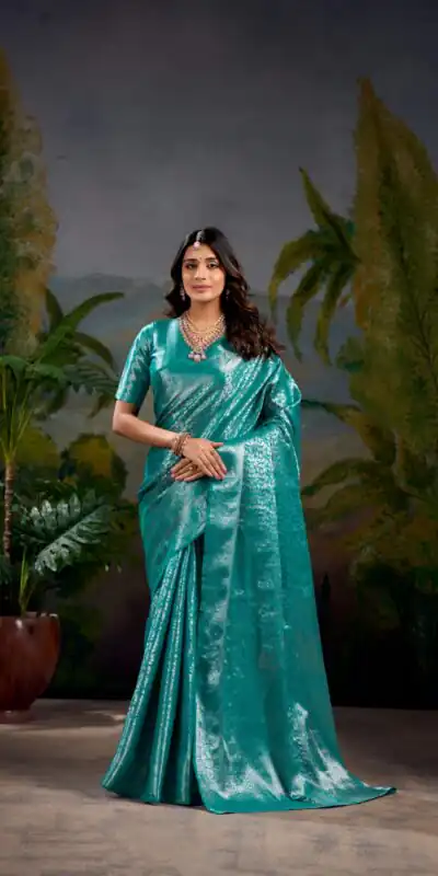 Firozi Kanjivaram Weaving Saree | Sarees, Bollywood Sarees, Creative Sarees, Designer Sarees, Embroidered Sarees, Ethnic Saree, Modern Digital sarees, Party Wear Sarees