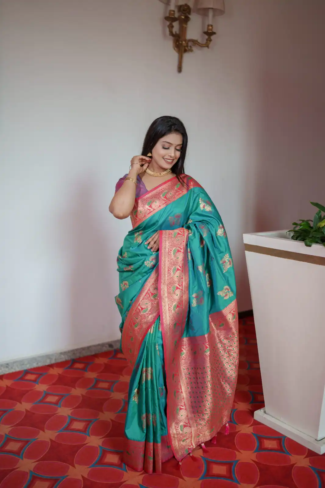 Firozi Pethani Silk Zari Lace Work Saree | Sarees, Bollywood Sarees, Creative Sarees, Designer Sarees, Embroidered Sarees, Ethnic Saree, Modern Digital sarees, Party Wear Sarees