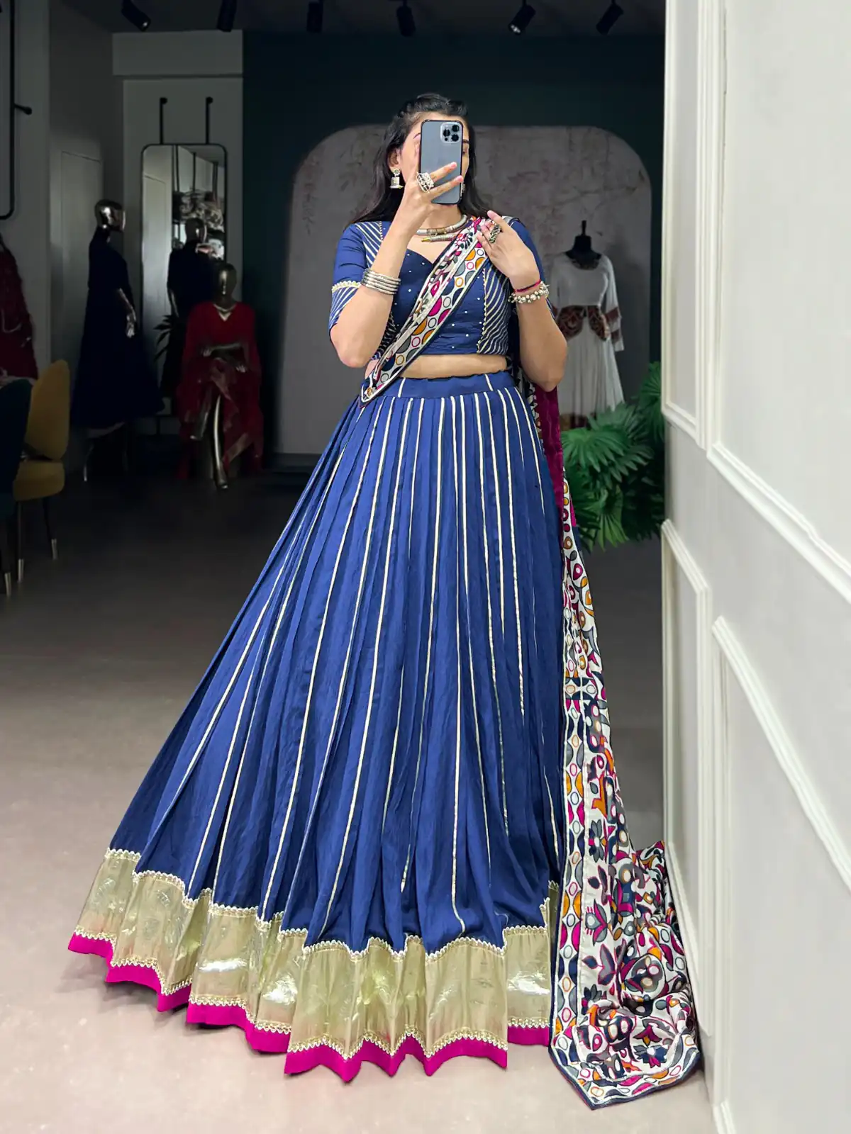 Firozi Pure Chanderi Zari Work Gotta Patti Lehenga Choli | Lehenga, Bollywood Lehenga, Creative Lehenga, Designer Lehenga, Embroidered Lehenga, Party Wear Lehenga