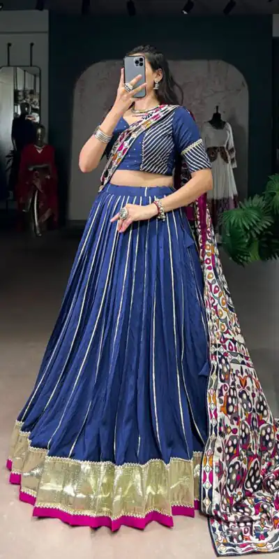 Firozi Pure Chanderi Zari Work Gotta Patti Lehenga Choli | Lehenga, Bollywood Lehenga, Creative Lehenga, Designer Lehenga, Embroidered Lehenga, Party Wear Lehenga