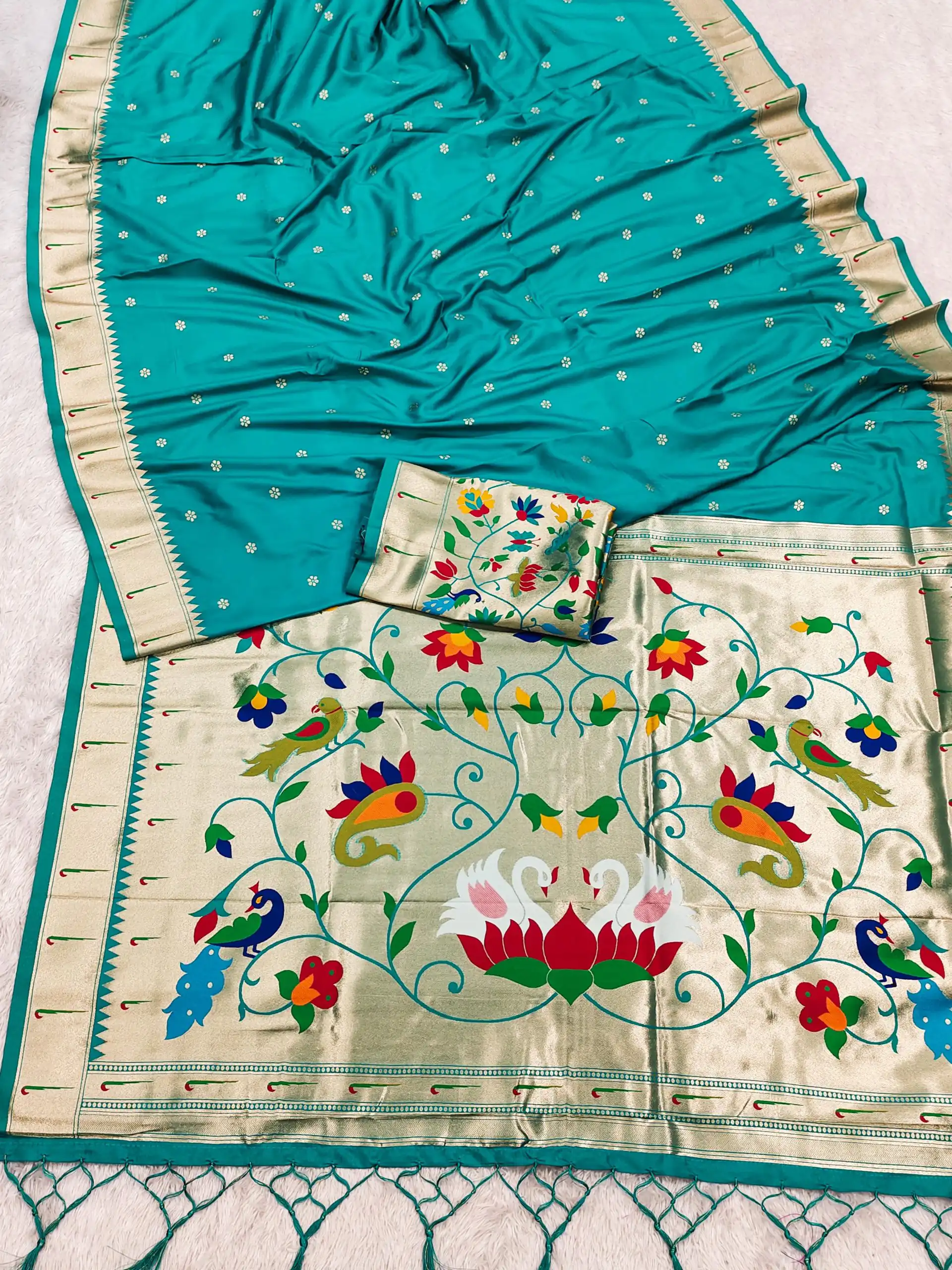 Firozi Silk Zari Lace Work Saree | Sarees, Bollywood Sarees, Creative Sarees, Designer Sarees, Embroidered Sarees, Ethnic Saree, Modern Digital sarees, Party Wear Sarees