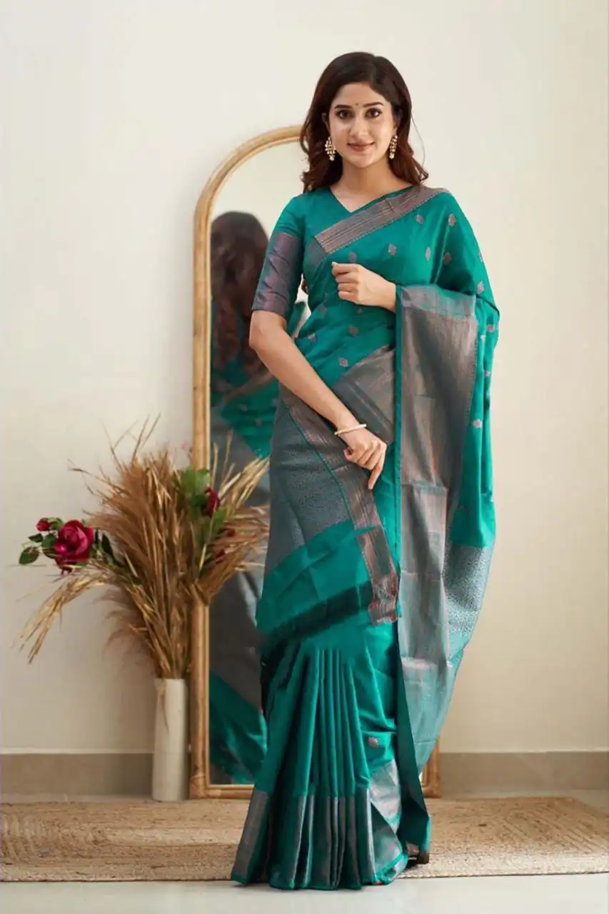 Firozi Soft Lichi Silk Lace Border Saree | Sarees, Bollywood Sarees, Creative Sarees, Designer Sarees, Embroidered Sarees, Ethnic Saree, Modern Digital sarees, Party Wear Sarees