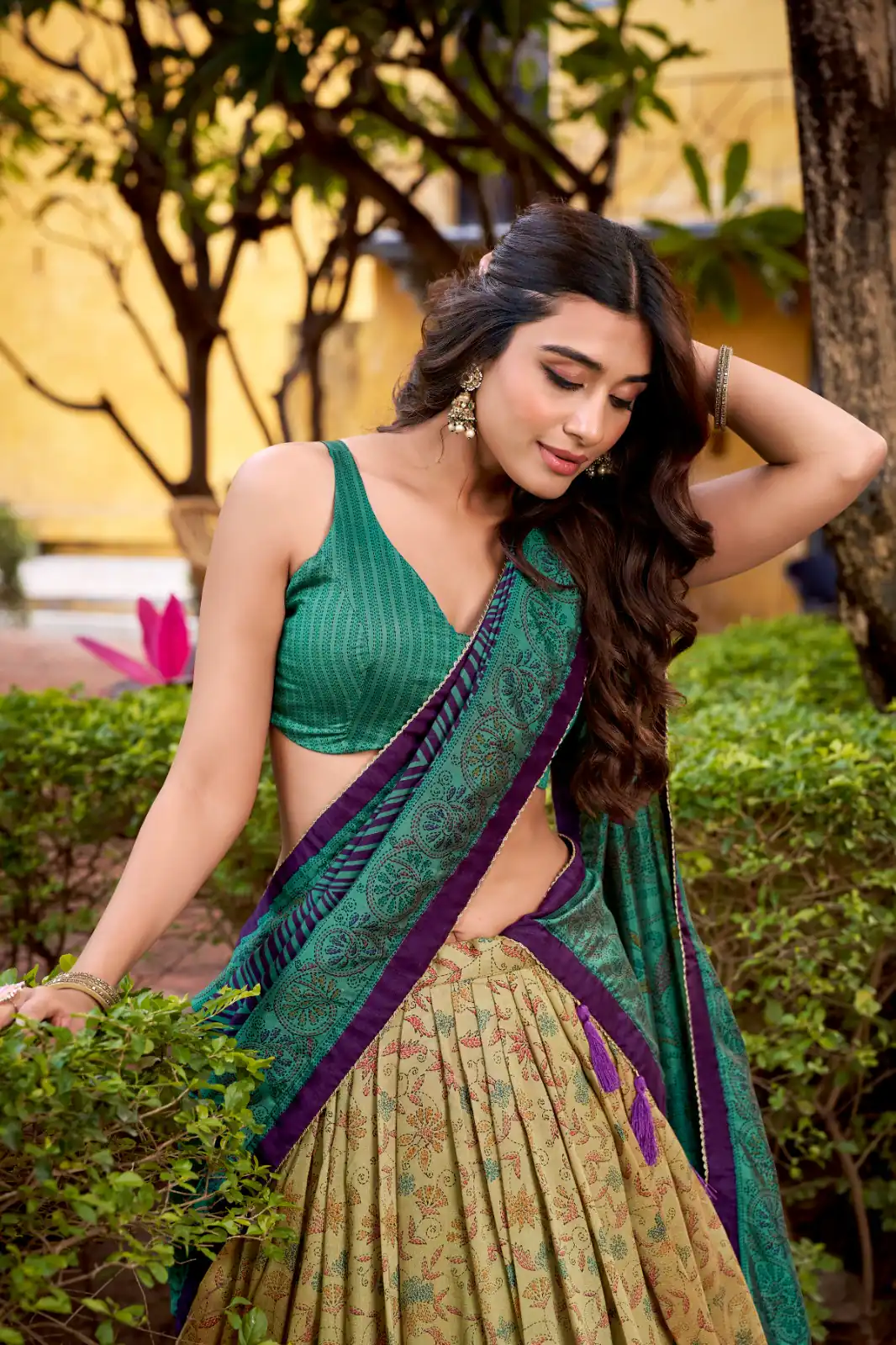 Firozi Vichitra Silk Printed Lehenga Choli | Lehenga, Bollywood Lehenga, Creative Lehenga, Designer Lehenga, Embroidered Lehenga, Party Wear Lehenga