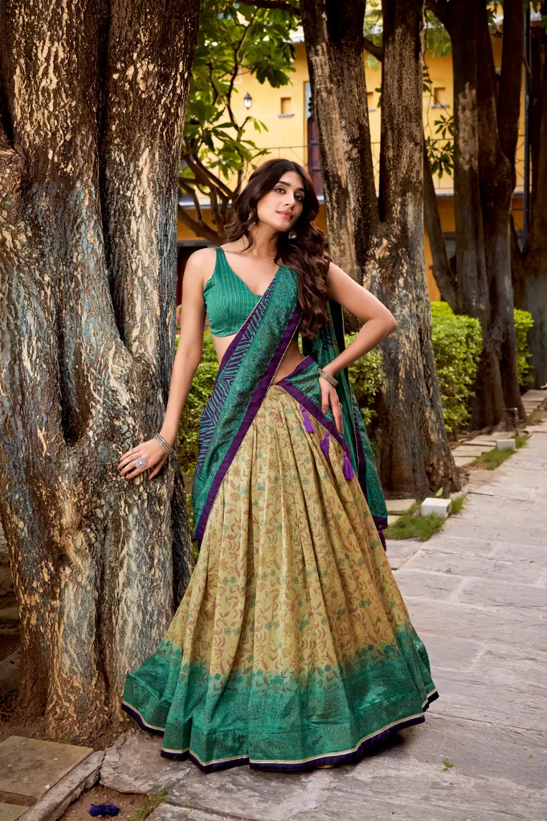 Firozi Vichitra Silk Printed Lehenga Choli | Lehenga, Bollywood Lehenga, Creative Lehenga, Designer Lehenga, Embroidered Lehenga, Party Wear Lehenga