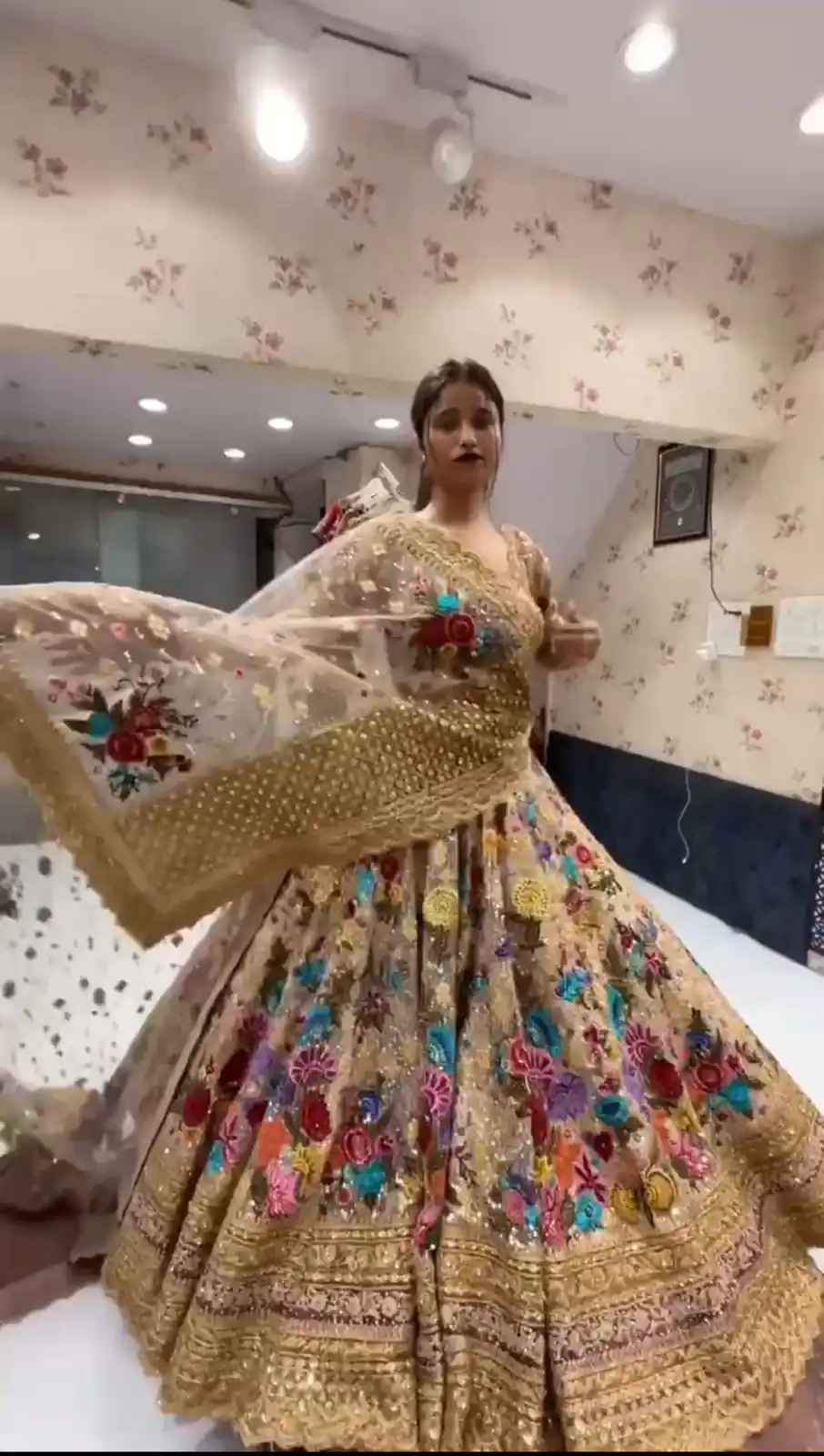 Golden Georgette Embroidered Sequins Lehenga Choli | Lehenga, Bollywood Lehenga, Creative Lehenga, Designer Lehenga, Embroidered Lehenga, Party Wear Lehenga