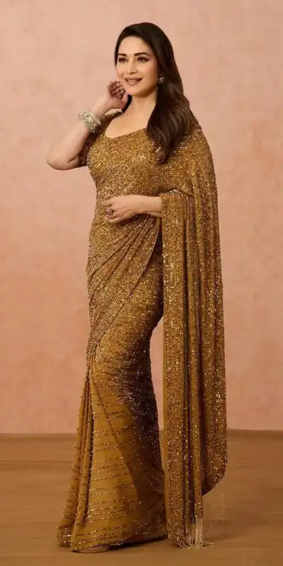 Golden Georgette Sequins Embroidery Saree | Sarees, Bollywood Sarees, Creative Sarees, Designer Sarees, Embroidered Sarees, Ethnic Saree, Modern Digital sarees, Party Wear Sarees
