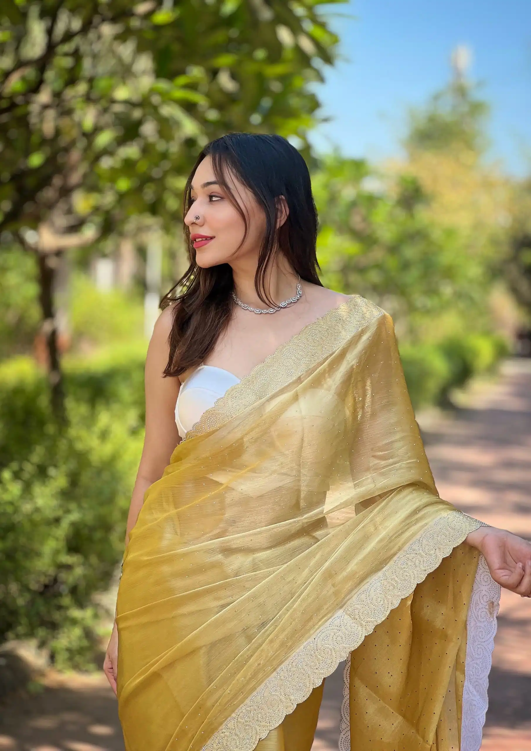Golden Silk Diamond Sequins Saree | Sarees, Bollywood Sarees, Creative Sarees, Designer Sarees, Embroidered Sarees, Ethnic Saree, Modern Digital sarees, Party Wear Sarees