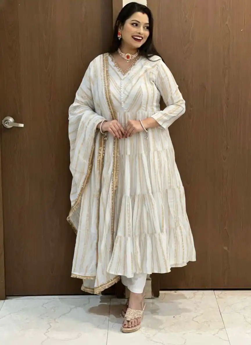 Graceful White Mal Chanderi Mirror Lace Work Gown | Gowns, Bollywood Gowns, Creative Gowns, Designer Gowns, Embroidered Gowns, Party Wear Gowns