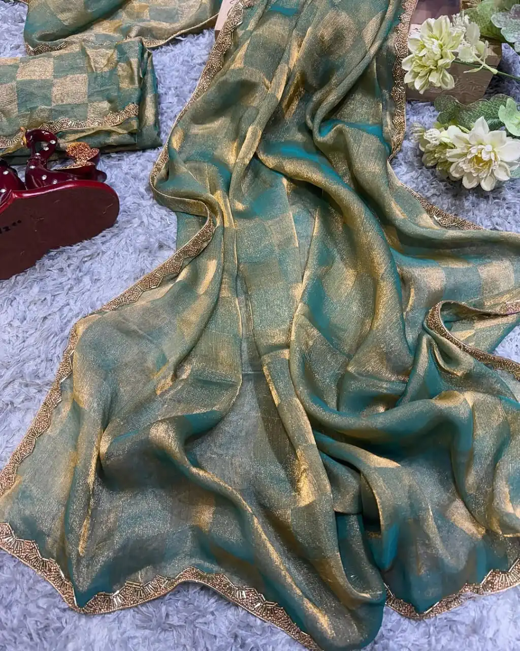 Green Chiffon Pattern Hand Work Lace Saree | Sarees, Bollywood Sarees, Creative Sarees, Designer Sarees, Embroidered Sarees, Ethnic Saree, Modern Digital sarees, Party Wear Sarees