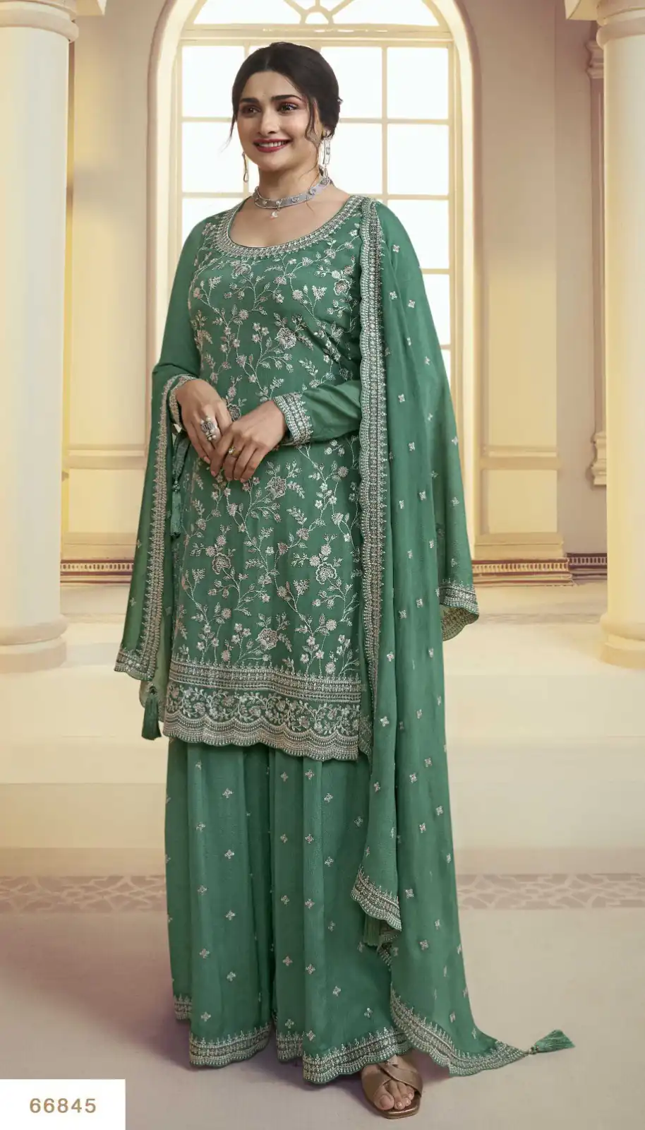 Green Chinon Embroidery Multi Work Salwar Suit | Jump Suits, Salwar suit, Casual Suits, Creative suits, Designer Suits, Palazzo Suits, Party Wear Suits, Patiala Suits, Straight Suits